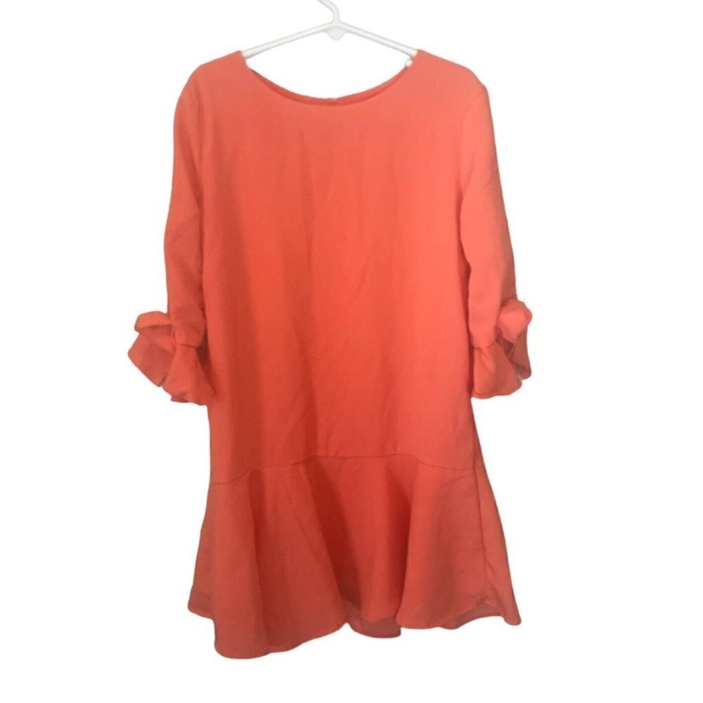 Gymboree Dress Girls Size 7 Orange Ruffle Sleeves Easter Drop Waist Rayon Spring